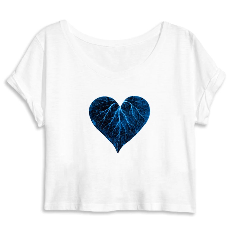 Organic Crop Top Blue Heart image 4