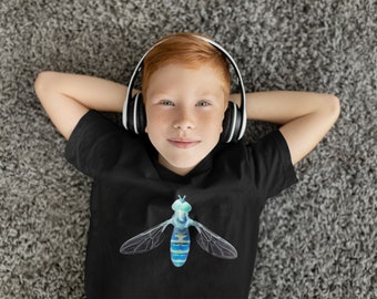 Kids Organic Tee - Blue Extreme Hoverfly