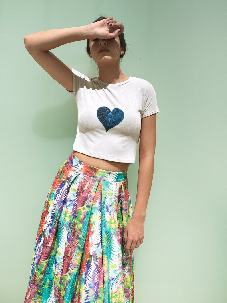 Organic Crop Top Blue Heart image 2