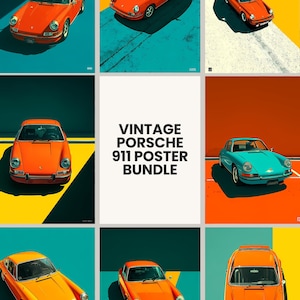Pacchetto di poster Porsche 911 d&#39;epoca / 13 stampe digitali / Arte murale di auto sportive classiche / Decorazione da garage / Regalo automobilistico / Download immediato