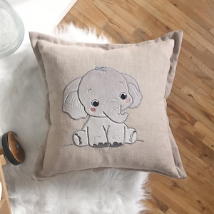 Pillow with elephant, Cushion with a nature motif, Children's room decoration with a cute animal, Jungle style, gift for boy, girl's room