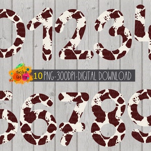 Cow Print Numbers Png Animal Print Numbers Clipart Numbers - Etsy