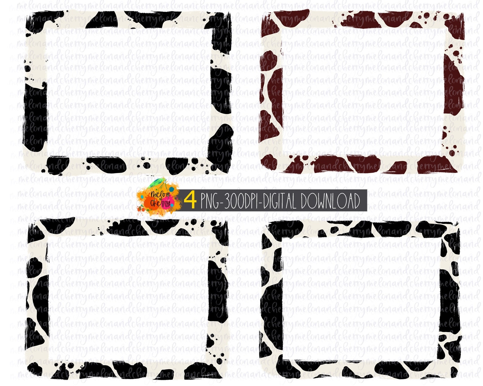 Cow Print Frames Png Sublimation Design Download Cow Print - Etsy Hong Kong