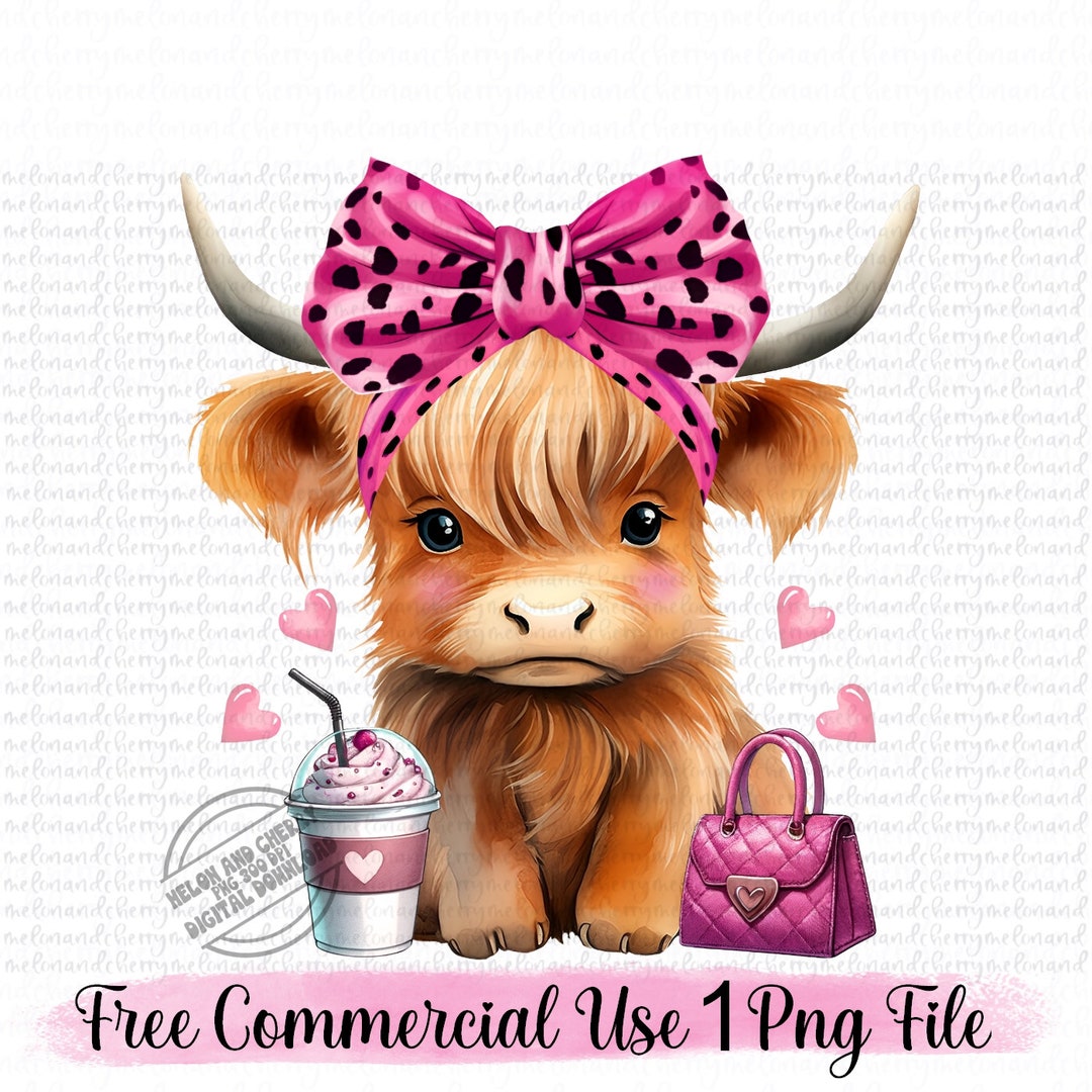 Valentines Highland Cow Png Sublimation Design Baby Highland Cow Png ...
