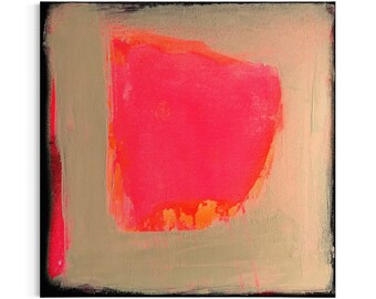 Leinwandbild- Neon - Pink - Orange - Unikat - modern - schwarz - 40/40 - Kunst - Bild - Gemälde