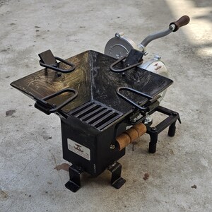 Wood Coal Burning Blacksmith Forge Furnace Work Hand Crank Fan Air Blower Fire Pit image 5