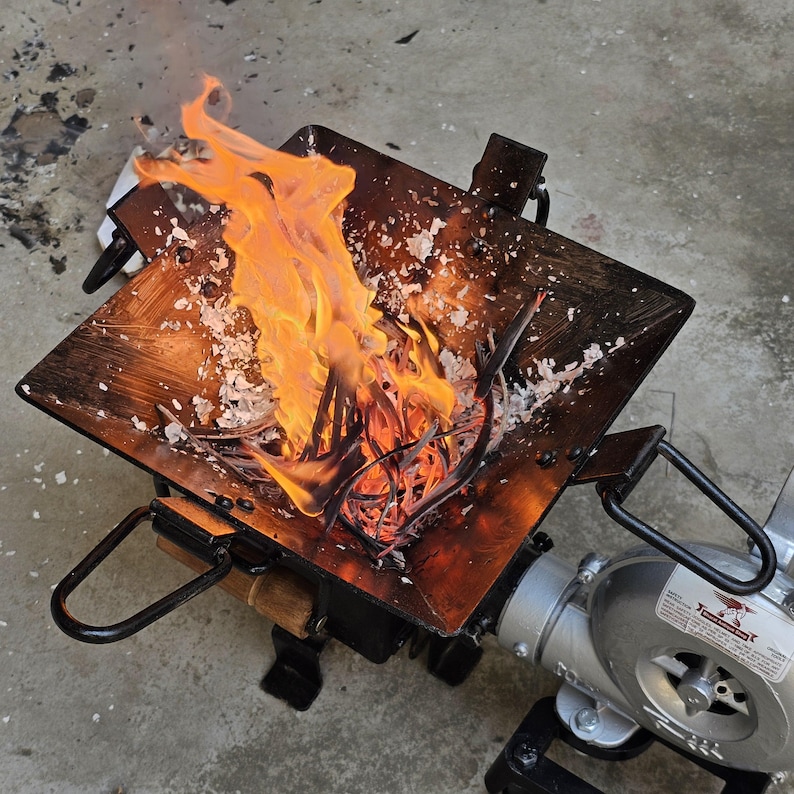 Wood Coal Burning Blacksmith Forge Furnace Work Hand Crank Fan Air Blower Fire Pit image 3