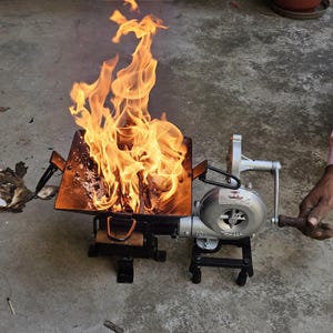 Wood Coal Burning Blacksmith Forge Furnace Work Hand Crank Fan Air Blower Fire Pit image 1