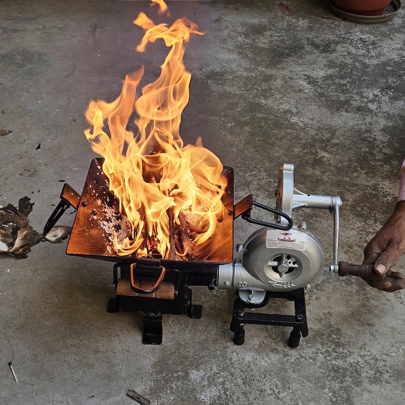 Wood Coal Burning Blacksmith Forge Furnace Work Hand Crank Fan Air Blower Fire Pit image 1