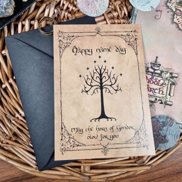 Herr der Ringe Geburtstagskarte, Tolkien, LOTR, Bücherwurm, mit Umschlag