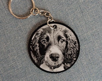 Laser Engraved Pet Photo Keyring: Personalized Dog Memorial Gift