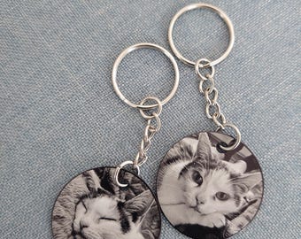 Personalized Pet Photo Keyring: Laser Engraved Dog/Cat Memorial