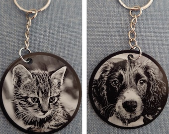 Custom Pet Photo Keyring: Double Sided Laser Engraved Keepsake