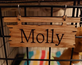 Personalised Pet Name Sign Crate/ Cage/Kennel/ Bird/Rabbit/Hampster/Parrot/Wooden Nameplate