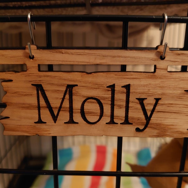 Personalised Pet Name Sign Crate/ cage/kennel/ bird/rabbit/Hampster/Parrot/Wooden Nameplate