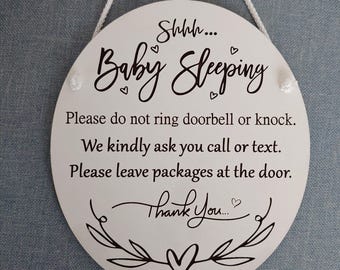 Shh Baby Sleeping Sign: Do Not Disturb - New Parent Gift