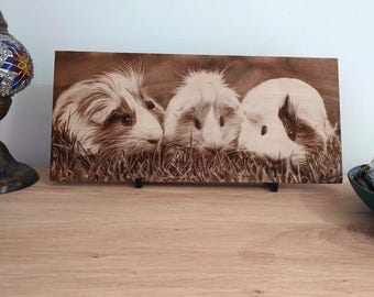 Laser Engraved Pet Portrait with Stand: Personalized Keepsake Gift