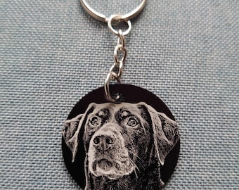 Laser Engraved Pet Photo Keyring: Personalized Dog/Cat Memorial