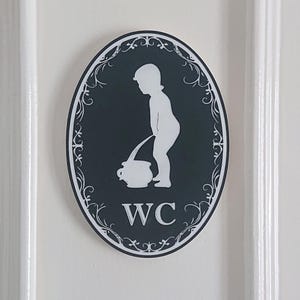 Cute Acrylic Toilet Sign, Black and White Design (110x80mm)
