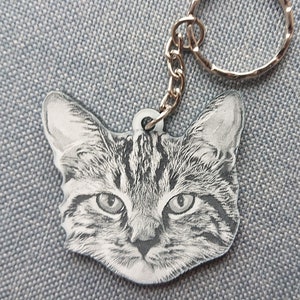 Laser engraved pet cat keyring/personalised pet/stocking filler/gift/pet loss