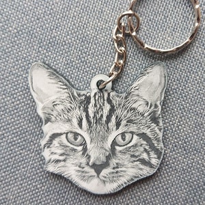 Laser engraved pet cat keyring/personalised pet/stocking filler/gift/pet loss