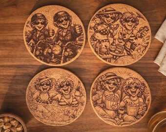 4 Fun Best Friends Cork Coasters set