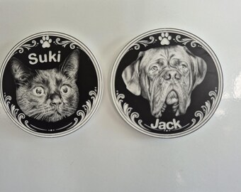 Personalized Laser Engraved Pet plus Name Fridge Magnet Engraved Keepsake Gift