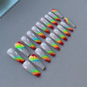 Rainbow Tie Dye Press On Nails