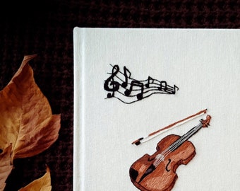 Hand Embroidery Notebook with Violin
