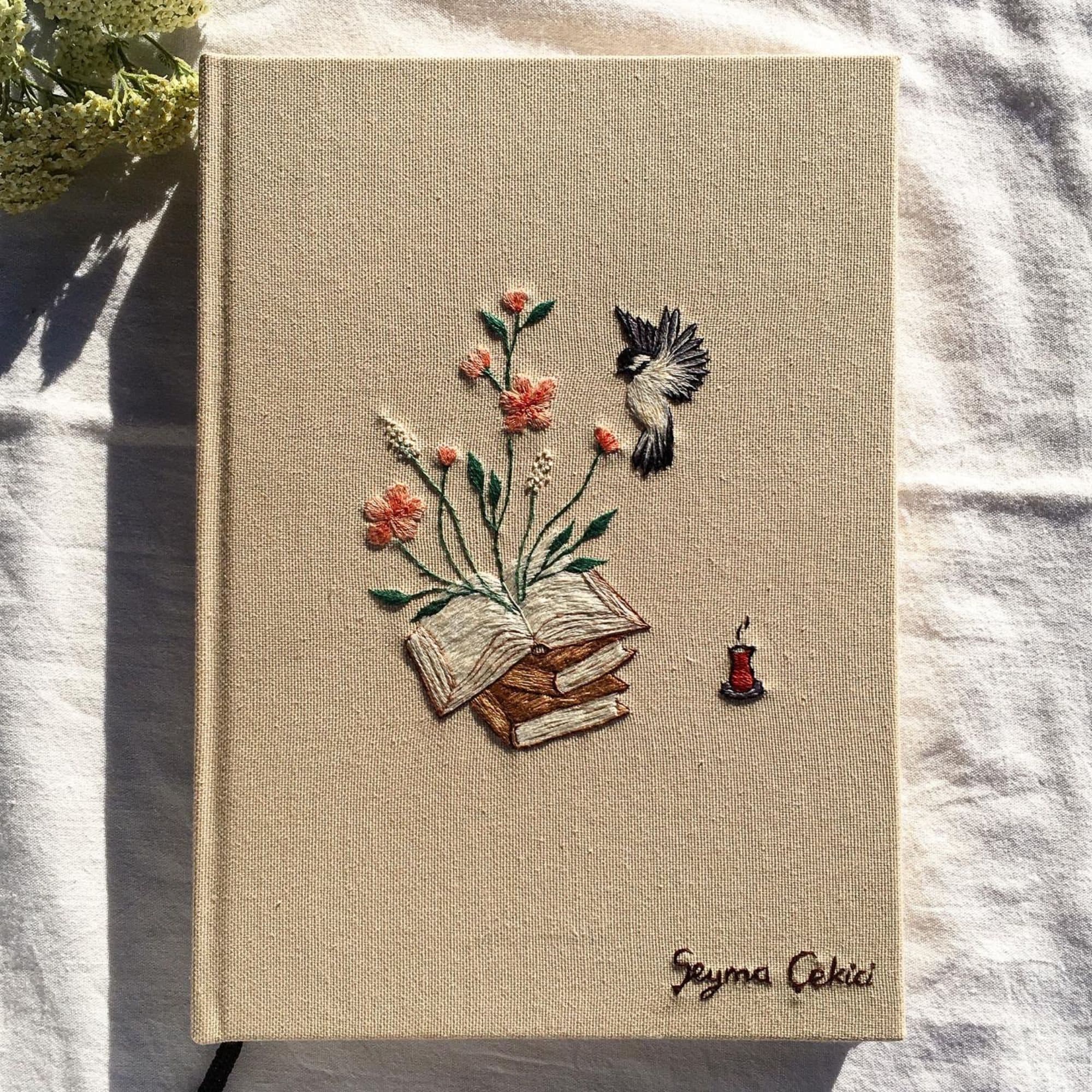 Embroidered Notebook With the Flowers Blooming From Book Etsy