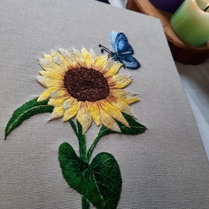 Hand Embroidered Notebook with Sunflower image 3