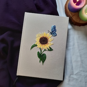 Hand Embroidered Notebook with Sunflower image 1