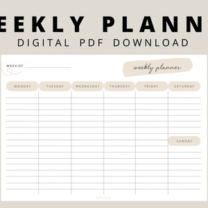 weekly planner: basic, minimalist planner, digital download