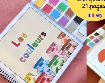 Interactive Montessori Book – Learn Colors in French and English – Printable PDF – Children 2-6 Years Old – Educational Game for Preschoolers