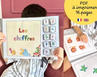 Interactive Montessori Book – Learn Numbers in French and English – Printable PDF (42 pages) – Mathematics for children aged 2-6