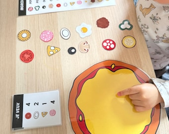 Lot 3 children's role-playing games, Children's pizza game, build a pizza, make a pizza, Montessori, busybook kid, learn to count and read kid