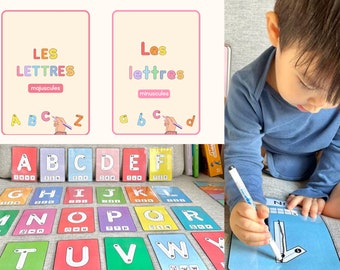 Flashcard Alphabet Uppercase lowercase, Learn the alphabet, learn to read and write alphabet, child, busybook kids, tracing cards