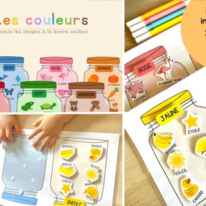 Learn colors for children, busybook kids, busyboard, educational game, nursery activity book, school, montessori game, english french