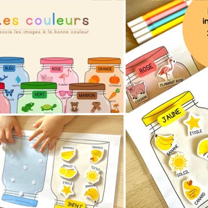 Learn colors for children, busybook kids, busyboard, educational game, nursery activity book, school, montessori game, English French