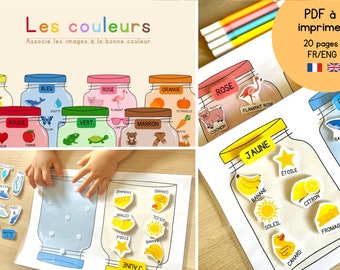 Learn colors for children, busybook kids, busyboard, educational game, nursery activity book, school, montessori game, English French