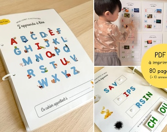 Activity booklet for learning to read in preschool, first grade, and second grade, educational game for preschool children, 90 pages, PDF, printable