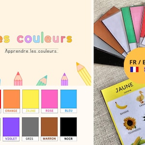 Cartelle colori, impara i colori in francese e inglese, Colori inglesi per bambini, Inglese per bambini, Montessori, Flashcard Colori