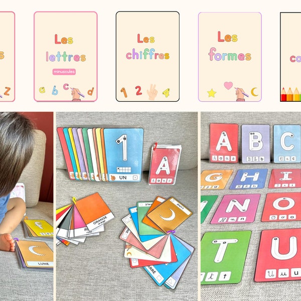 Apprendre enfant Alphabet, chiffres, formes, couleurs, école à la maison, Montessori, flashcards alphabet, busybook kid, cours maternelle