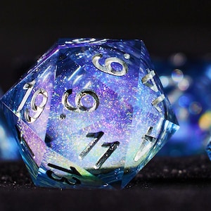 Glittering galaxy Liquid core dice set, Galaxy Dice D20,D6 for role playing games, Liquid core dnd dice set, Black dice set liquid core