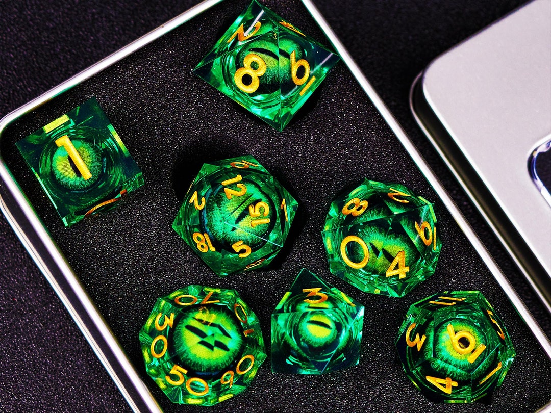 Beholder's Eye Dnd Dice Set Liquid Core for D&d Gifts , Liquid Core D6 D20 Dice , Resin Sharp