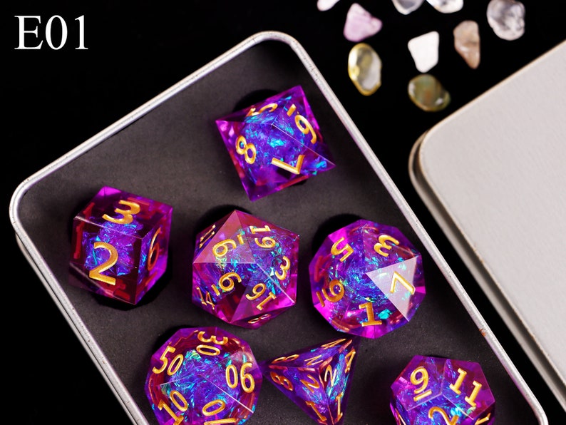 Flower Dice Set for Role Playing Games Resin Sharp Edge Dice Etsy
