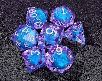 New Arrivals!! Dnd liquid core dice set for role playing games , Liquid core dice set , Resin sharp edge dungeons and dragons dice ,d&d dice