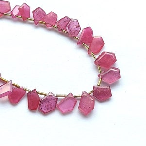 Natural Ruby Briolette Beads: Faceted Fancy Shape, 5.5 Inch Strand