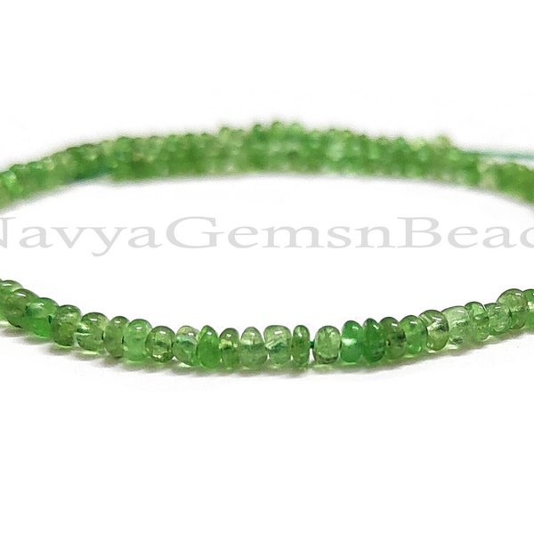 Natural Tsavorite Smooth Rondelle Beads-Tsavorite Smooth Beads-Tsavorite Smooth Beads-Rondelle Beads-6 inch Long-Tsavorite Rondelle Gemstone