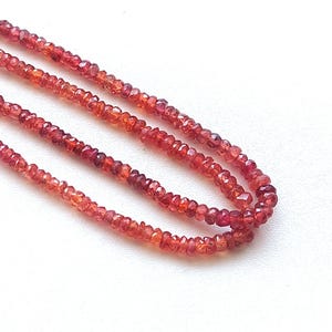 Genuine Songea Sapphire Rondelle-2.5-3.5mm Approx-17 Inch-Faceted Red Sapphire Beads-Natural Sapphire Rondelle Bead-Orangish Red  Sapphire